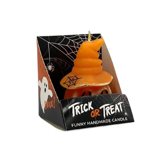 BARTEK svece "Halloween" 8cm, +/-6h, melns ķirbis
